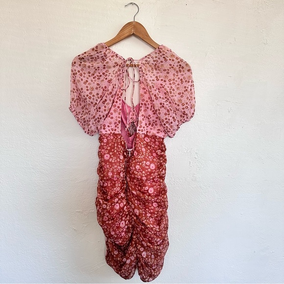 Free People Floral Ruched Mini Dress - Picture 5 of 9